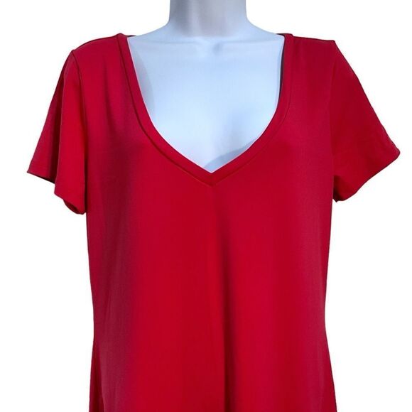 LEITH from Nordstrom V-Neck Short Sleeve Bodycon Dress Red Size Large - Picture 3 of 8